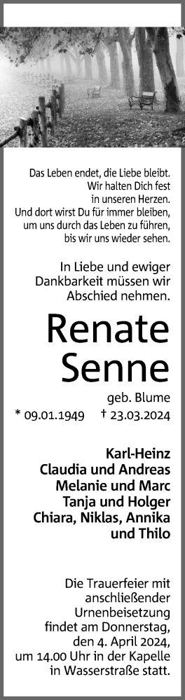 Anzeige von Renate Senne von 4401