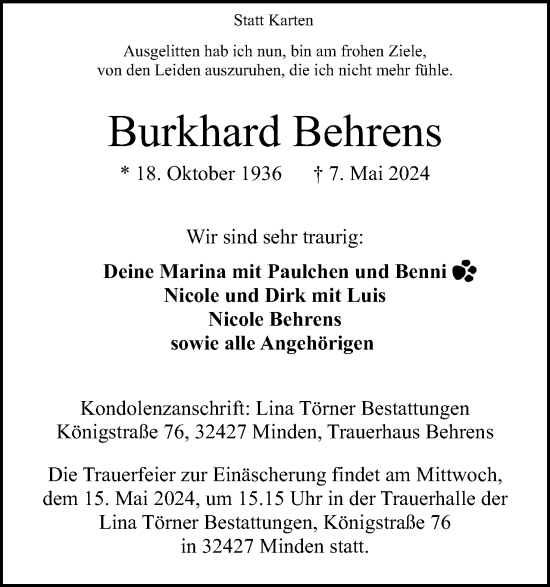 Anzeige von Burkhard Behrens von 4401